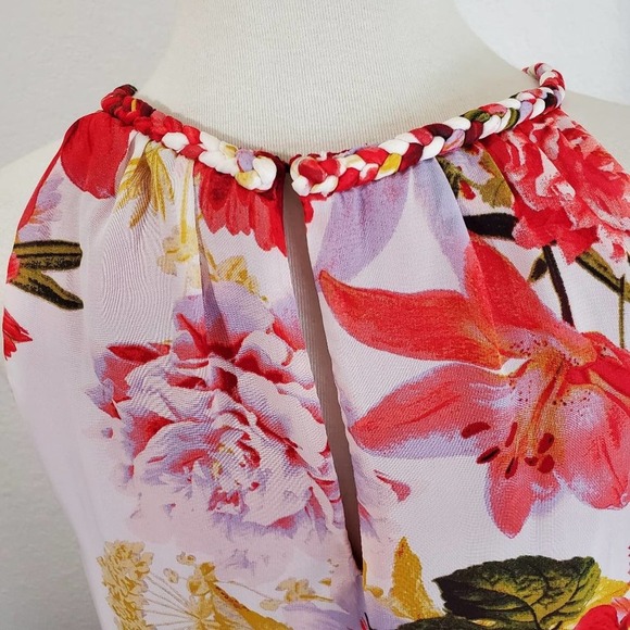 NWT SLNY Draped Floral Rope Neck Mini Dress Size 26 - Picture 5 of 10